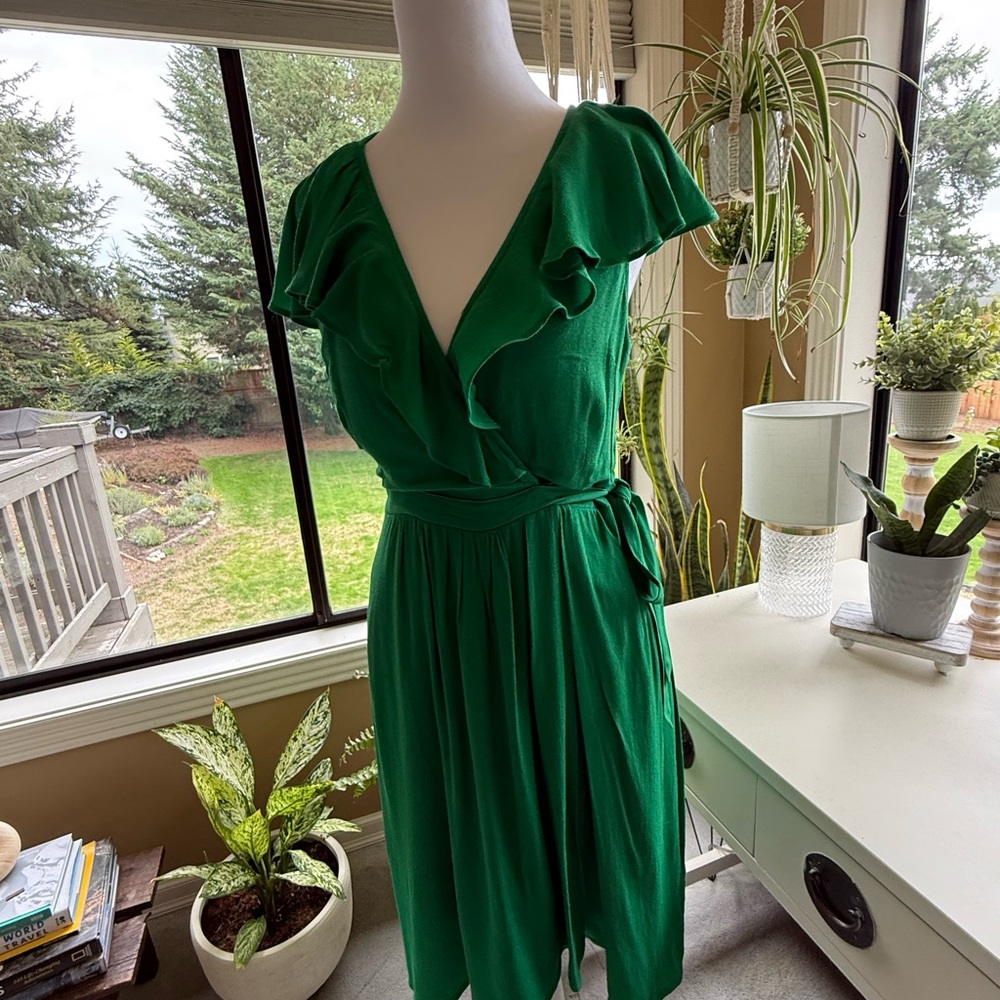 Anthropologie Vibrant Green Midi Dress